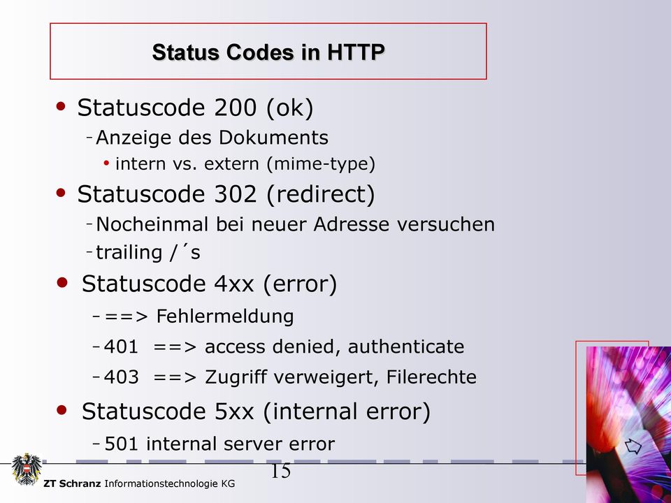 trailing / s Statuscode 4xx (error) ==> Fehlermeldung 401 ==> access denied,
