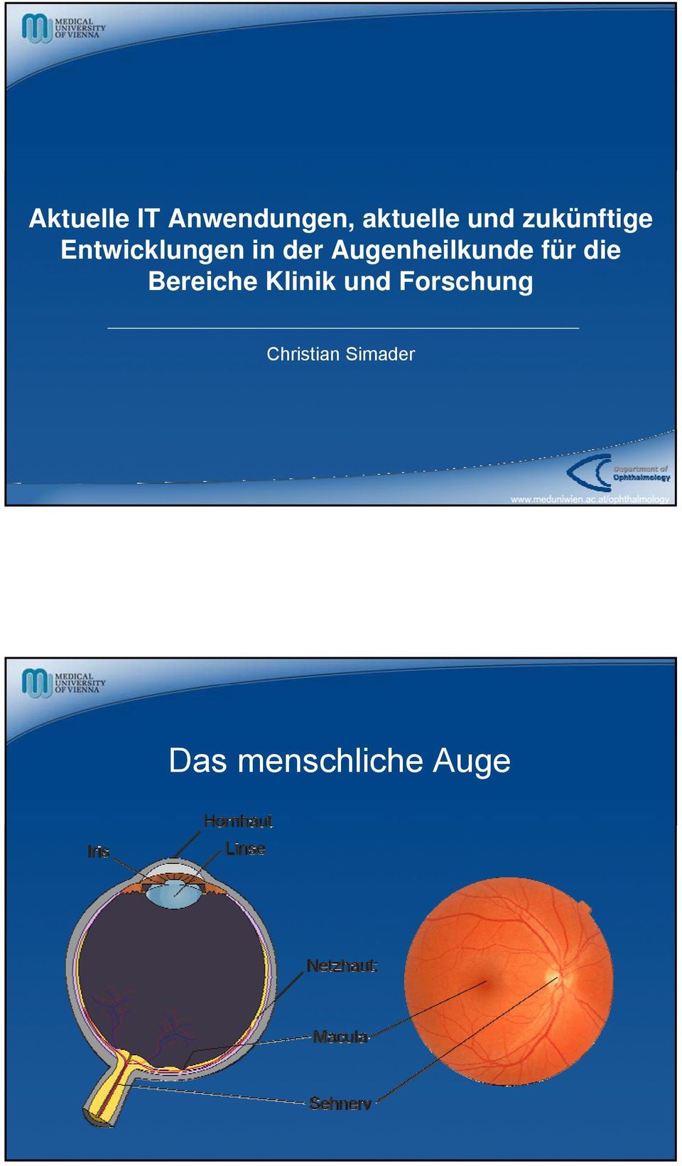 Augenheilkunde für die Bereiche Klinik