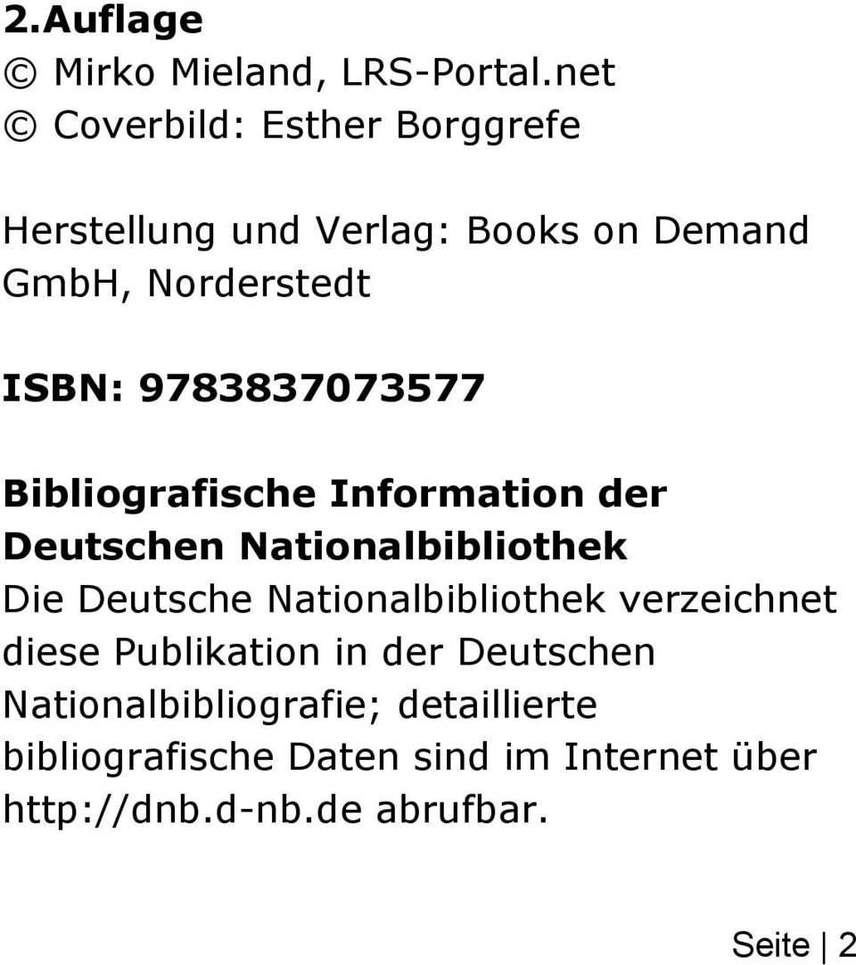 9783837073577 Bibliografische Information der Deutschen Nationalbibliothek Die Deutsche