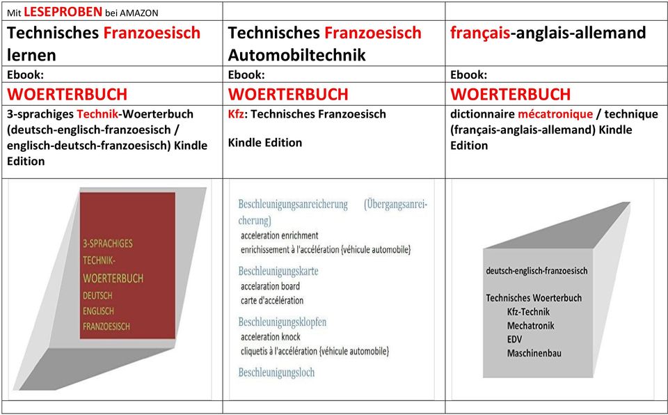 Technik-Woerterbuch (deutsch-englisch-franzoesisch / englisch-deutsch-franzoesisch) Kindle Edition Kfz: