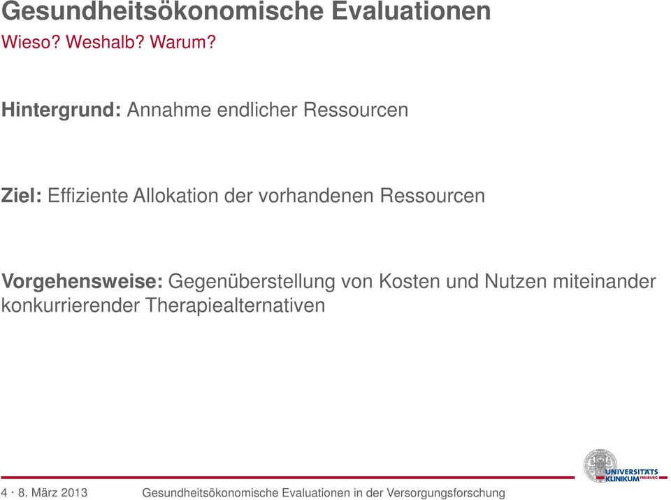 Allokation der vorhandenen Ressourcen Vorgehensweise: