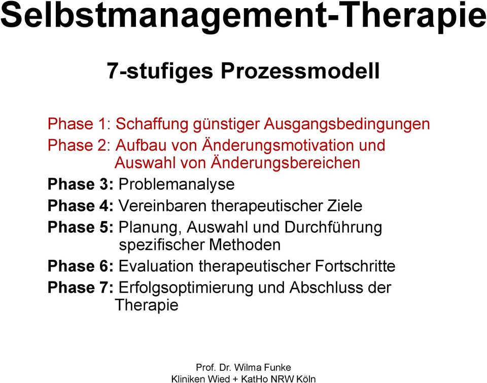Phase 4: Vereinbaren therapeutischer Ziele Phase 5: Planung, Auswahl und Durchführung spezifischer