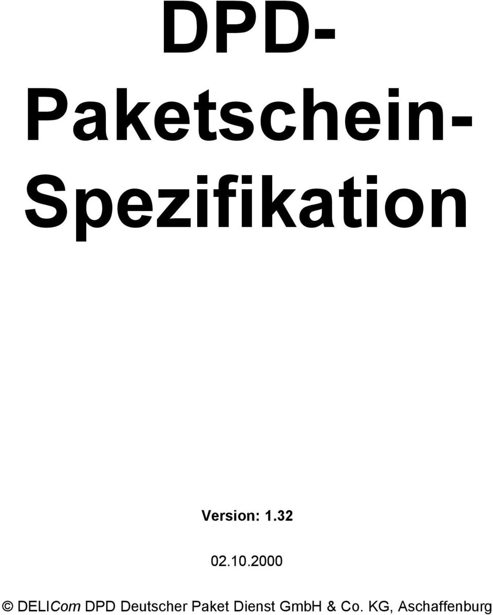 Dpd Paketschein Spezifikation Pdf Free Download