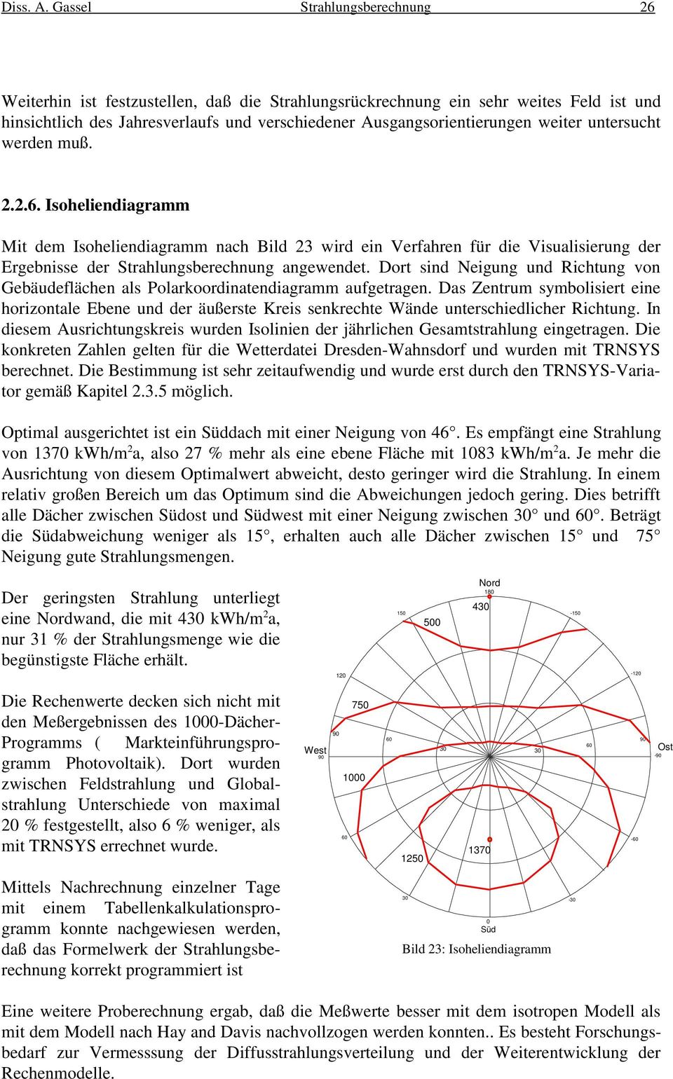 untersucht werden muß. 2.2.6. Isoheliendiagramm Mit dem Isoheliendiagramm nach Bild 23 wird ein Verfahren für die Visualisierung der Ergebnisse der Strahlungsberechnung angewendet.