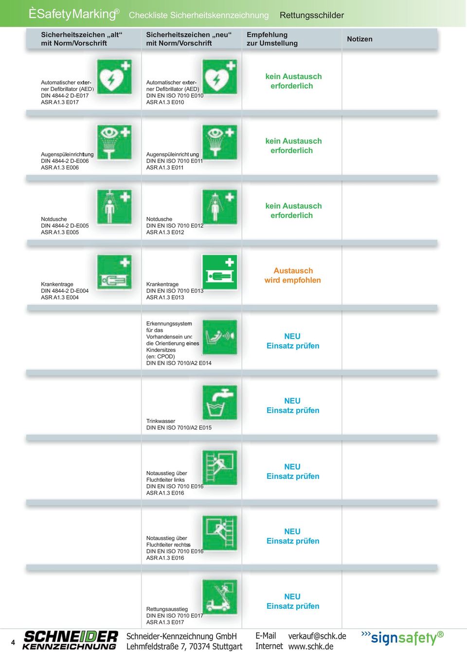 3 E011 Notdusche DIN 4844-2 D-E005 ASR A1.3 E005 Notdusche DIN EN ISO 7010 E012 ASR A1.3 E012 Krankentrage DIN 4844-2 D-E004 ASR A1.3 E004 Krankentrage DIN EN ISO 7010 E013 ASR A1.