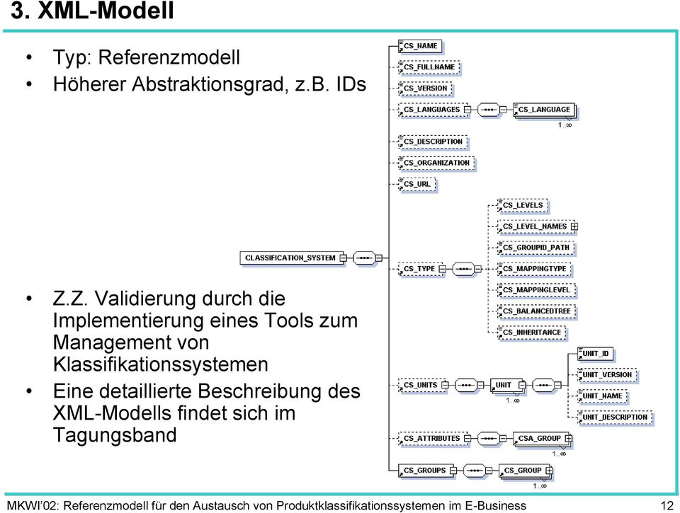 Klassifikationssystemen Eine detaillierte Beschreibung des XML-Modells findet sich