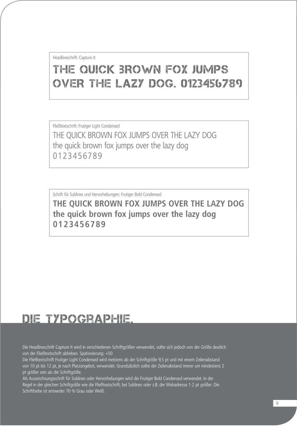 Frutiger Bold Condensed The quick brown fox jumps over the lazy dog the quick brown fox jumps over the lazy dog 0123456789 die typographie.