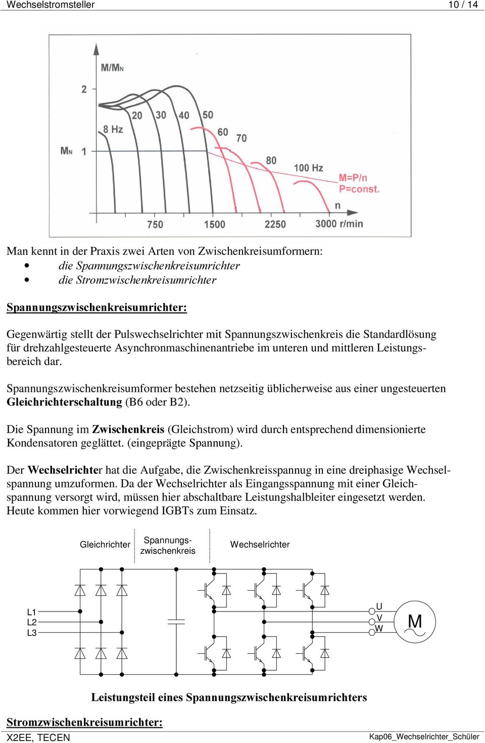 Spannungszwischenkreisumformer bestehen netzseitig üblicherweise aus einer ungesteuerten *OHLFKULFKWHUVFKDOWXQJ (B6 oder B2).