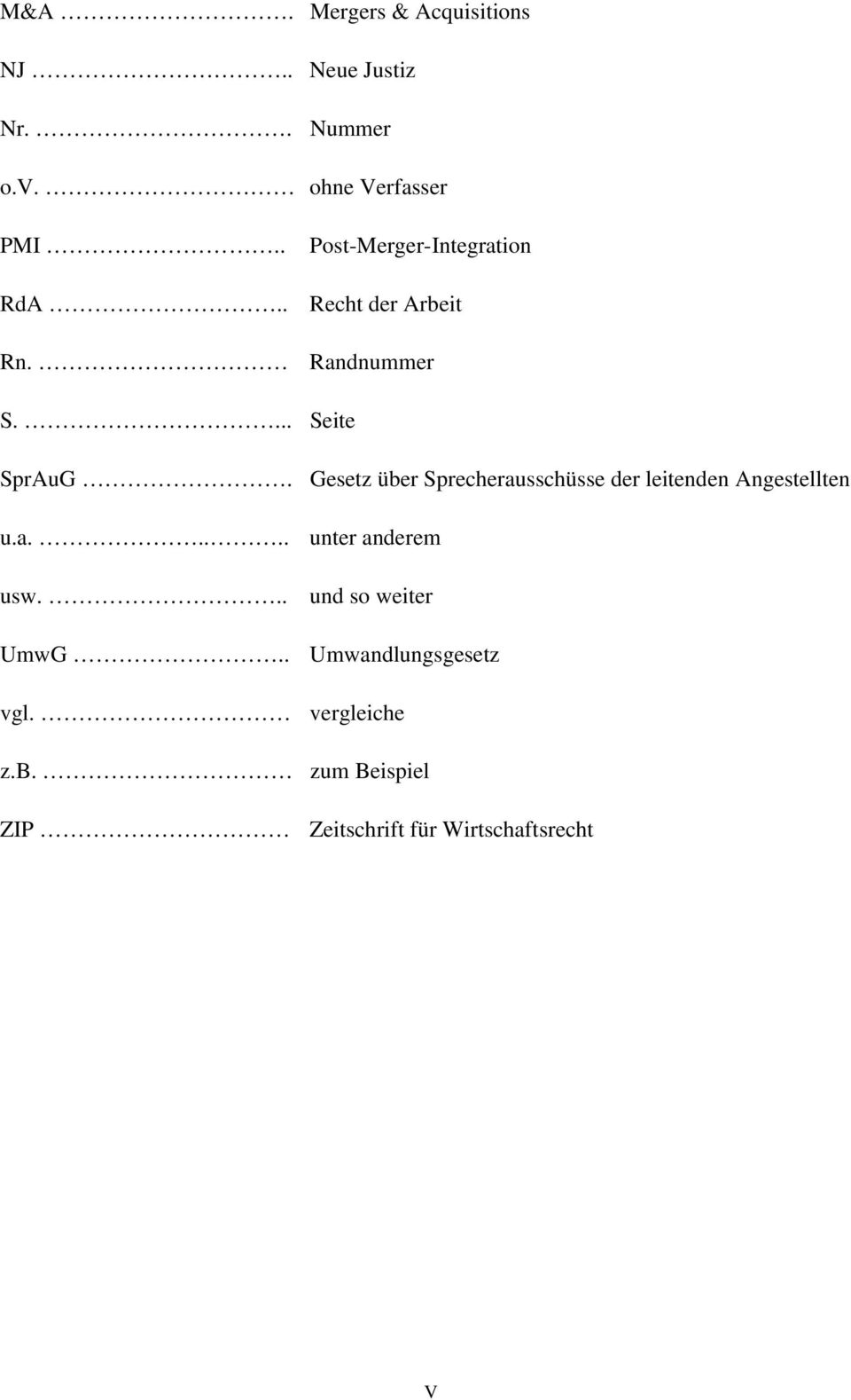 Gesetz über Sprecherausschüsse der leitenden Angestellten u.a..... unter anderem usw.