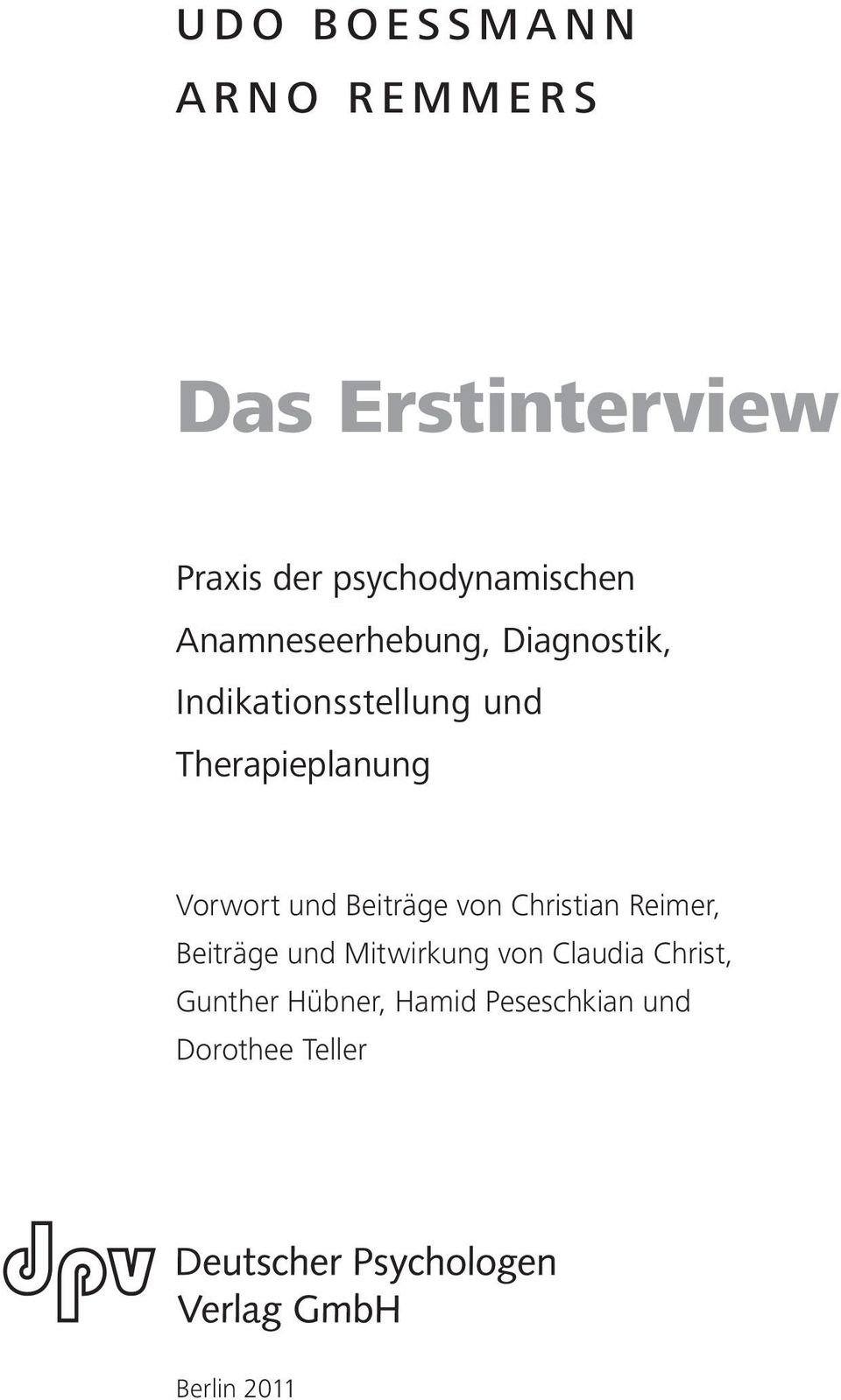 Vorwort und Beiträge von Christian Reimer, Beiträge und Mitwirkung von