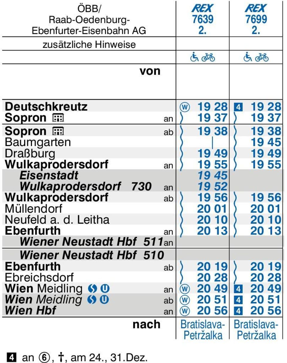 Leitha Ebenfuth Wiene Neustadt Hbf 511 Wiene Neustadt Hbf 510 Ebenfuth Ebeichsdof nach 4 p, v, am 24., 31.Dez.