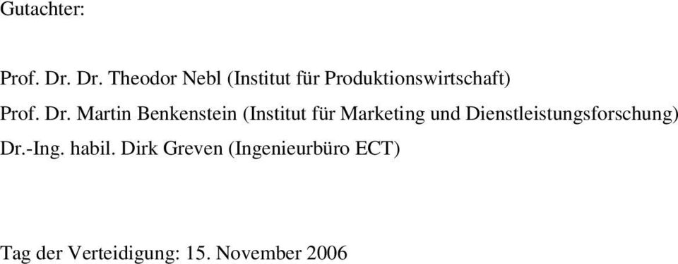 Dr. Martin Benkenstein (Institut für Marketing und
