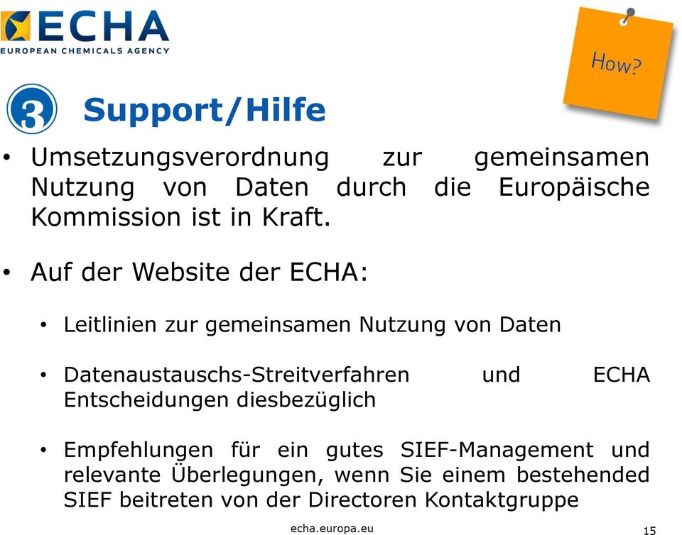 Auf der Website der ECHA: Leitlinien zur gemeinsamen Nutzung von Daten