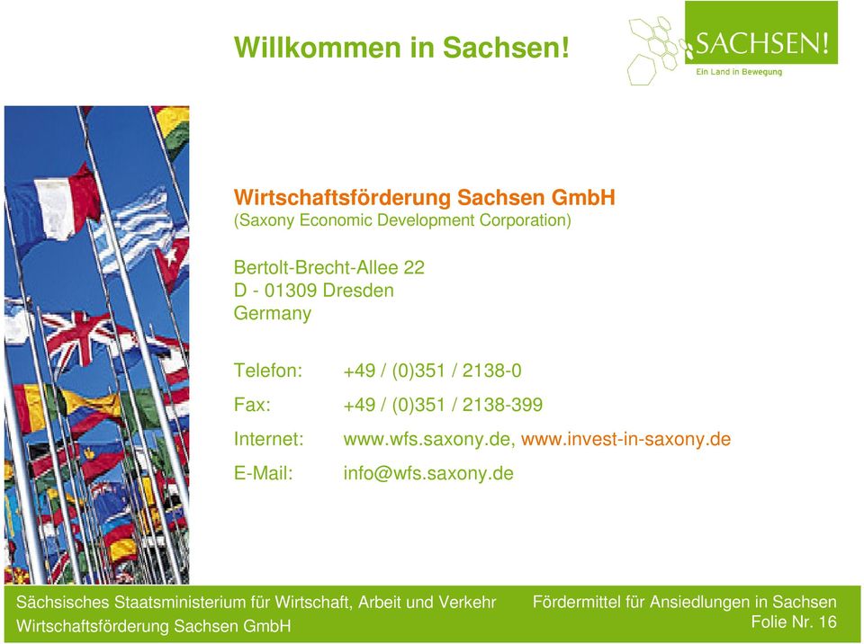 D - 01309 Dresden Germany Telefon: +49 / (0)351 / 2138-0 Fax: +49
