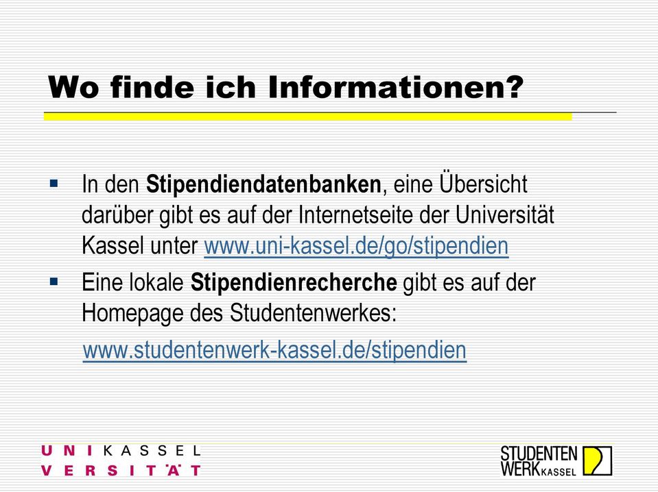 Internetseite der Universität Kassel unter www.uni-kassel.