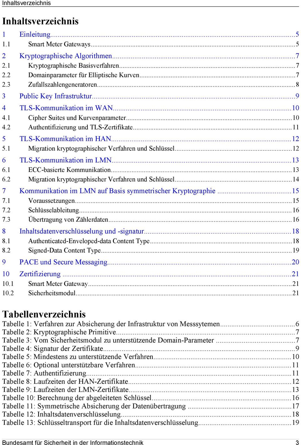 ..11 5 TLS-Kommunikation im HAN...12 5.1 Migration kryptographischer Verfahren und Schlüssel...12 6 TLS-Kommunikation im LMN...13 6.1 ECC-basierte Kommunikation...13 6.2 Migration kryptographischer Verfahren und Schlüssel.