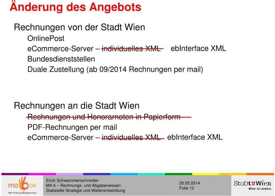 ebinterface XML Rechnungen an die Stadt Wien Rechnungen und Honorarnoten in Papierform