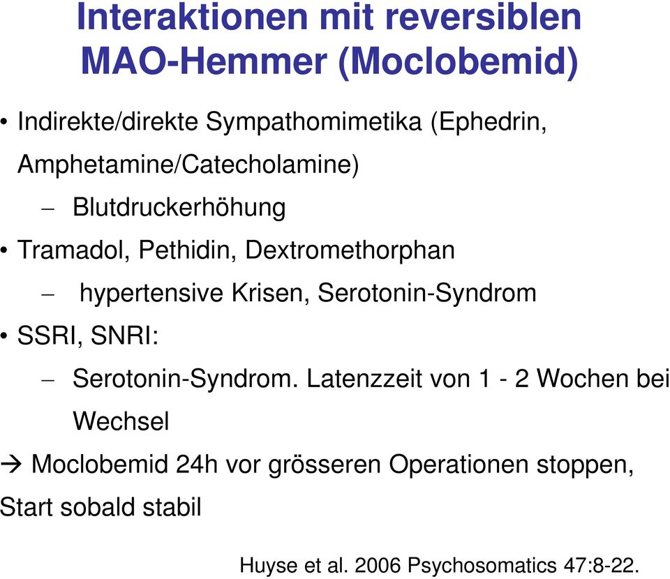 Krisen, Serotonin-Syndrom SSRI, SNRI: Serotonin-Syndrom.