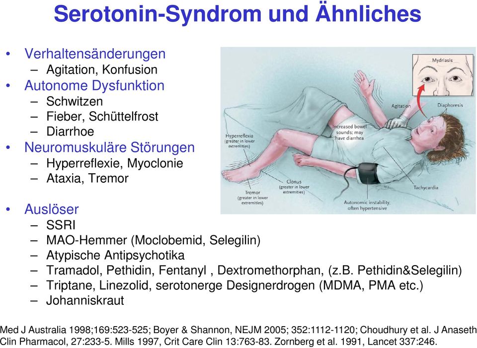 Dextromethorphan, (z.b. Pethidin&Selegilin) Triptane, Linezolid, serotonerge Designerdrogen (MDMA, PMA etc.