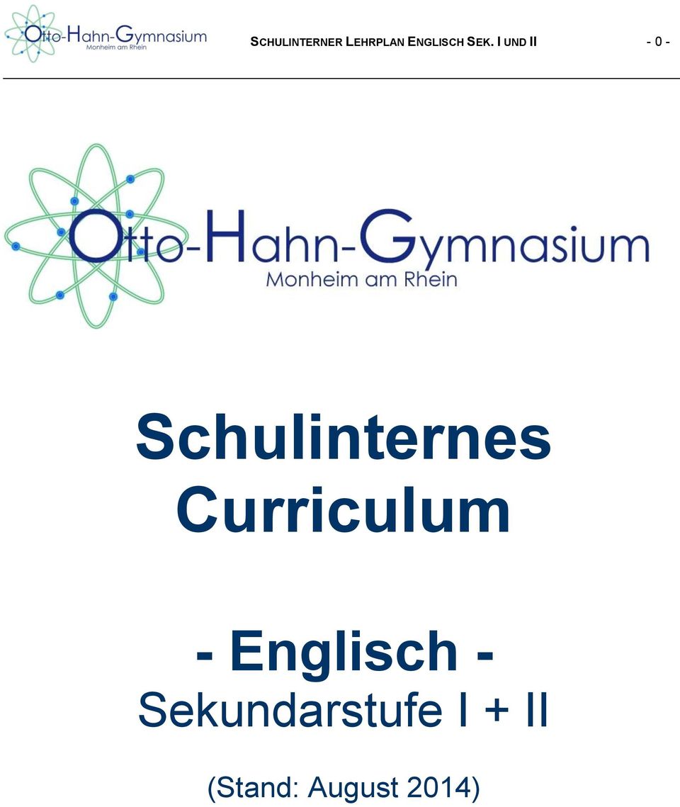 Schulinternes Curriculum -