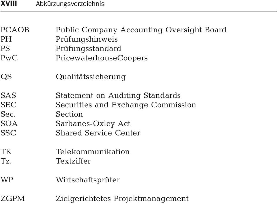PricewaterhouseCoopers Qualitätssicherung Statement on Auditing Standards Securities and Exchange