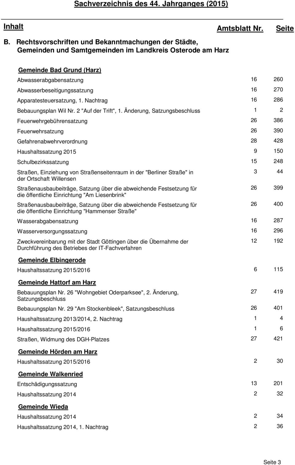 Änderung, Satzungsbeschluss Feuerwehrgebührensatzung Feuerwehrsatzung Gefahrenabwehrverordnung Schulbezirkssatzung Straßen, Einziehung von Straßenseitenraum in der "Berliner Straße" in der Ortschaft