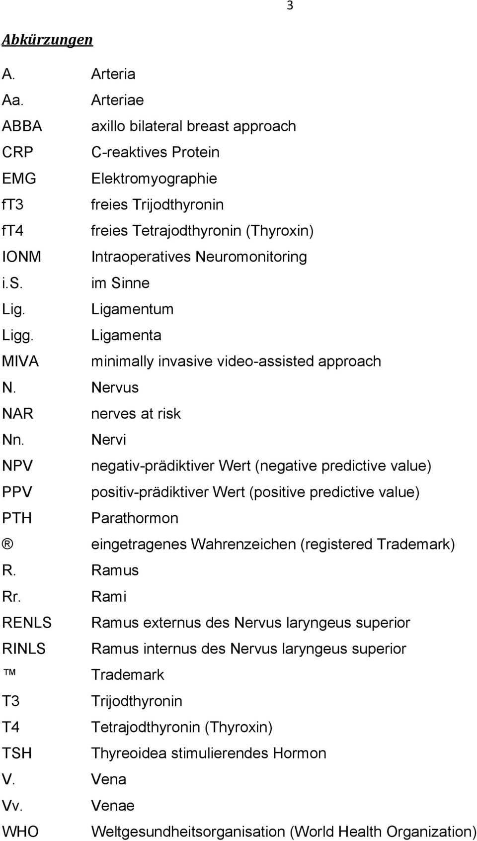 Ligamentum Ligg. Ligamenta MIVA minimally invasive video-assisted approach N. Nervus NAR nerves at risk Nn.