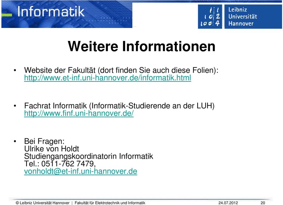 html html Fachrat Informatik (Informatik-Studierende an der LUH) http://www.finf.