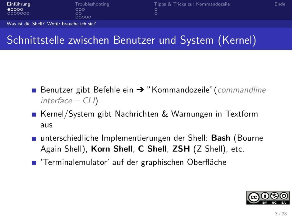 (commandline interface CLI) Kernel/System gibt Nachrichten & Warnungen in Textform aus