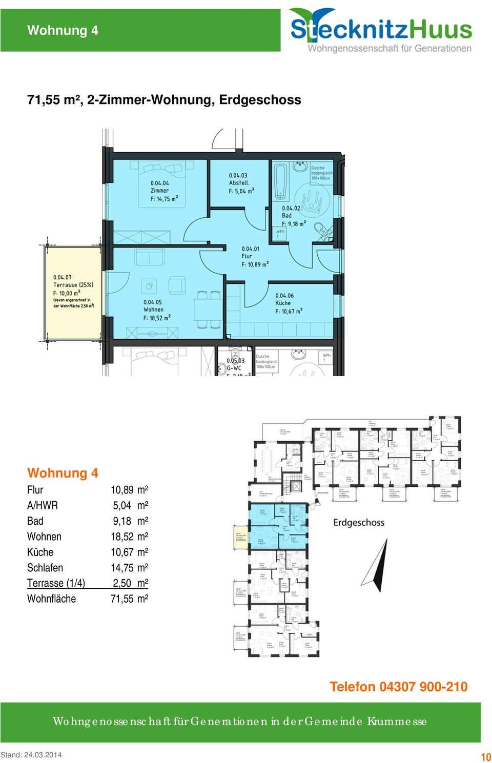 5,04 m² Bad 9,18 m² Wohnen 18,52 m² Küche