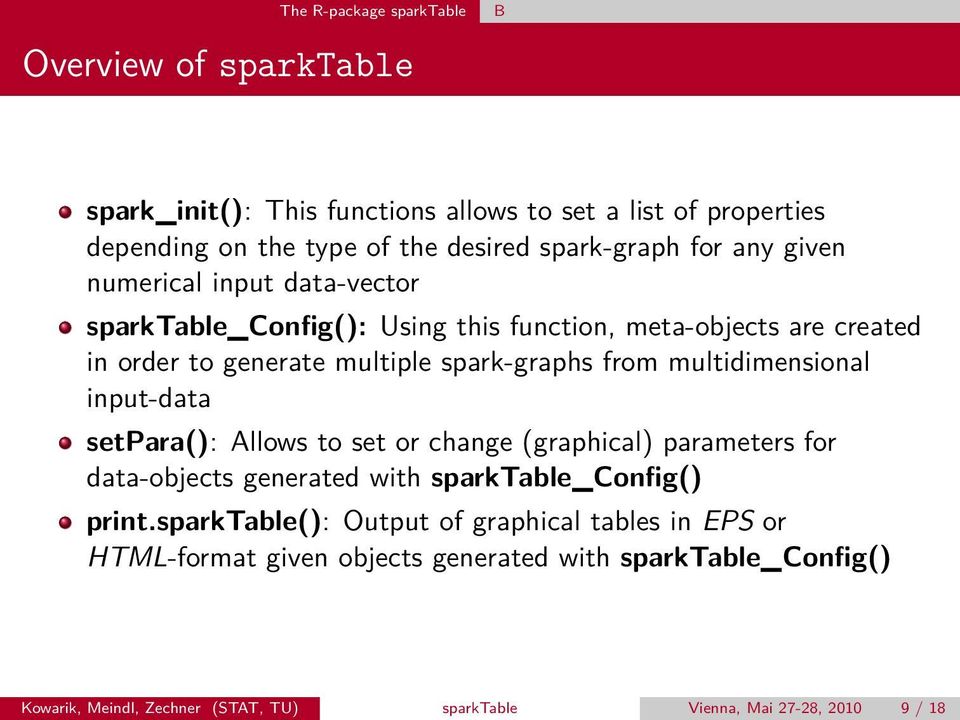 multidimensional input-data setpara(): Allows to set or change (graphical) parameters for data-objects generated with sparktable_config() print.