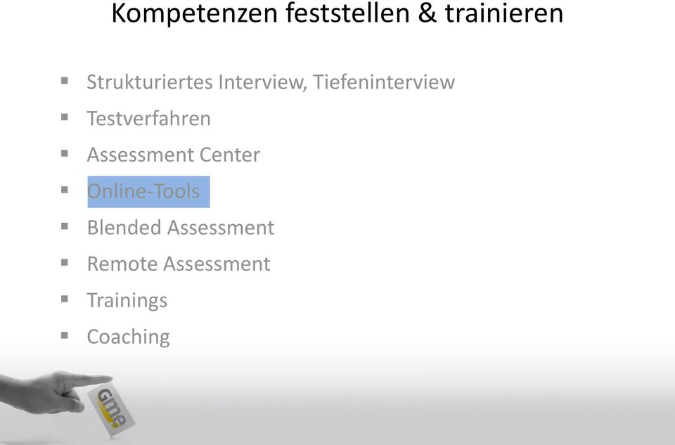 Testverfahren Assessment Center Online-Tools