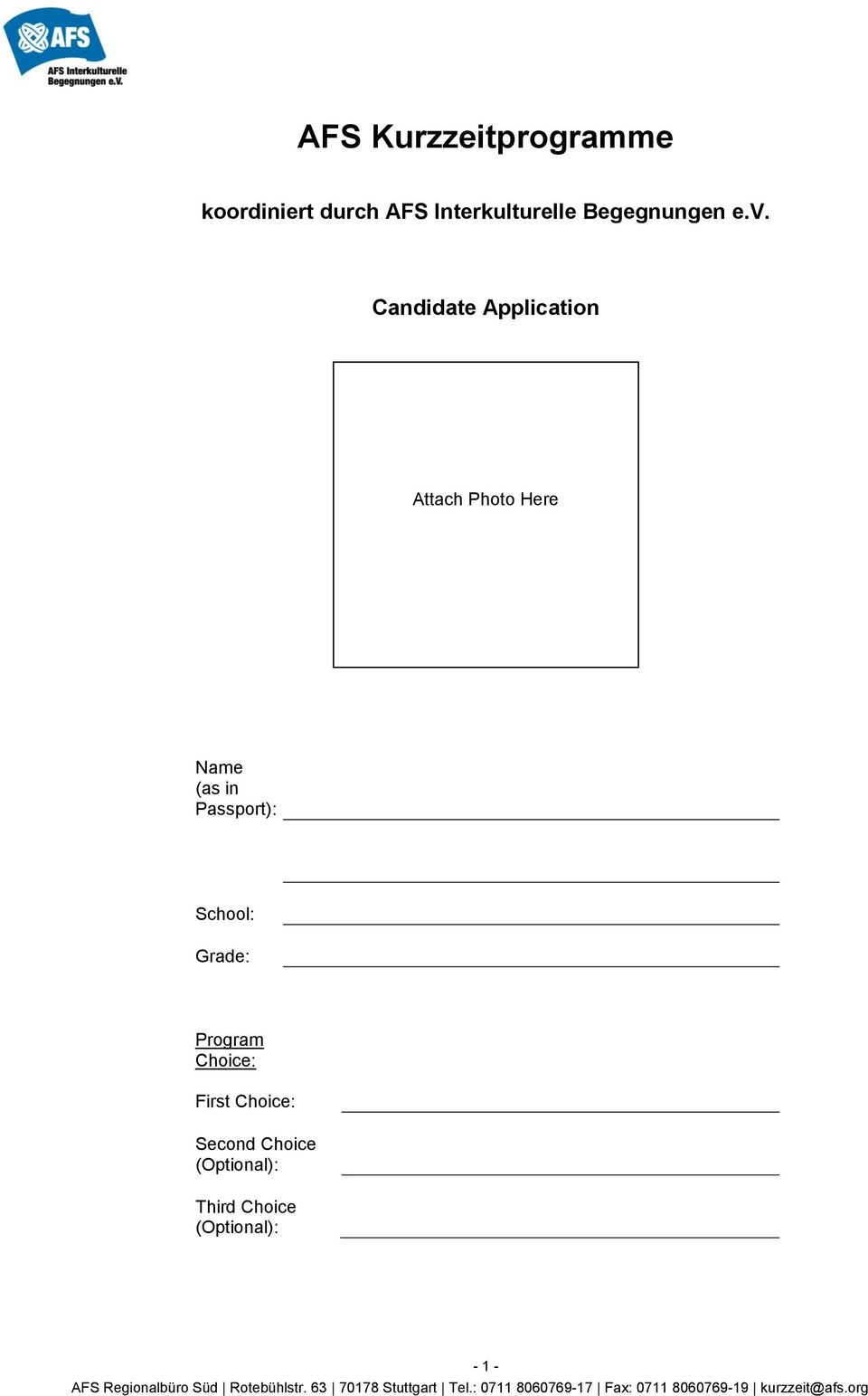 Candidate Application Attach Photo Here Name (as in