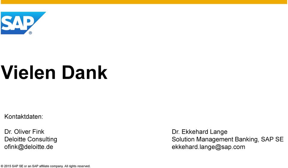 Ekkehard Lange Solution Management Banking, SAP SE