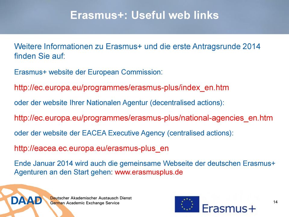 htm oder der website Ihrer Nationalen Agentur (decentralised actions): http://ec.europa.eu/programmes/erasmus-plus/national-agencies_en.