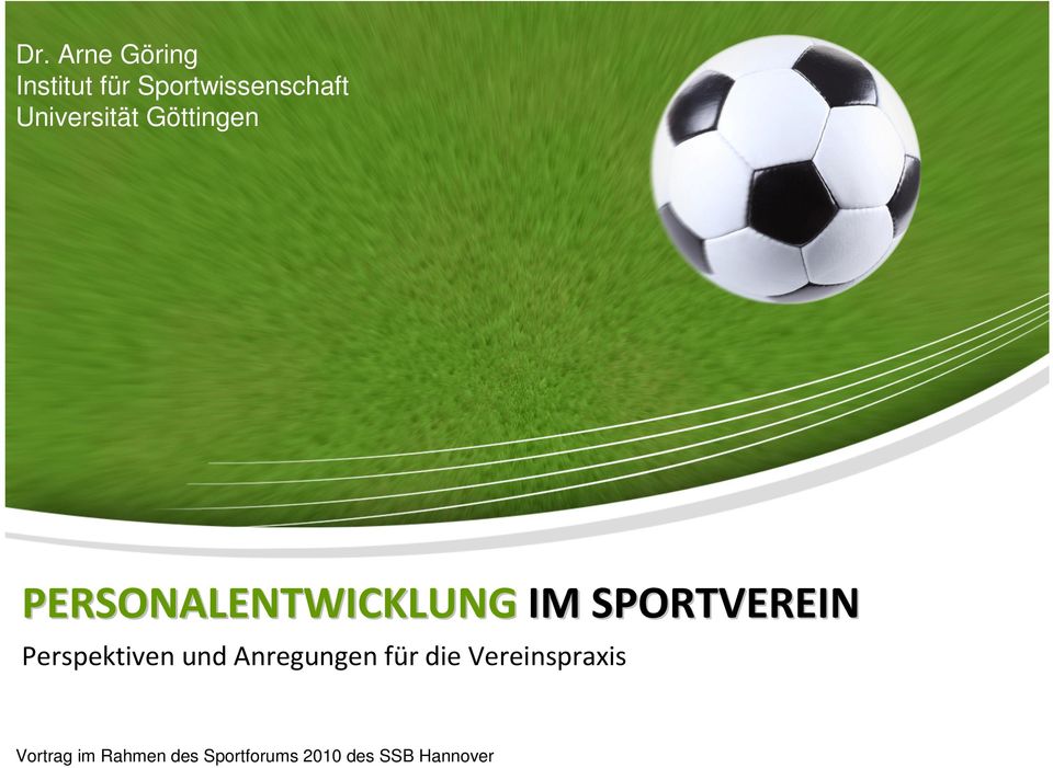 SPORTVEREIN Perspektiven und Anregungen für die