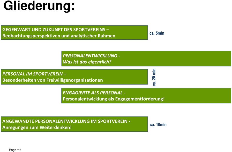 PERSONAL IM SPORTVEREIN Besonderheiten von Freiwilligenorganisationen ca.