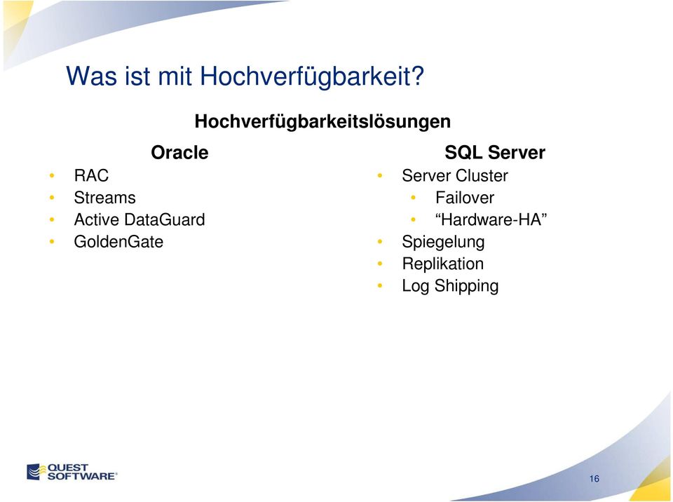 Hochverfügbarkeitslösungen SQL Server Server