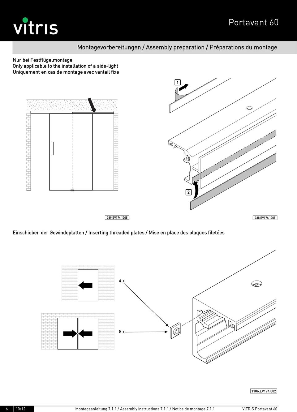 Einschieben der Gewindeplatten / Inserting threaded plates / Mise en place des plaques filetées 6