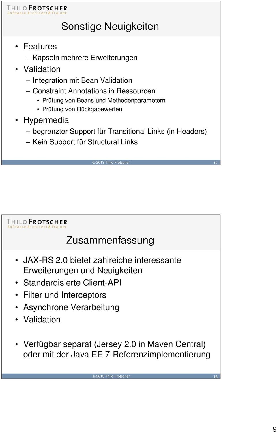 2013 Thilo Frotscher 17 Zusammenfassung JAX-RS 2.