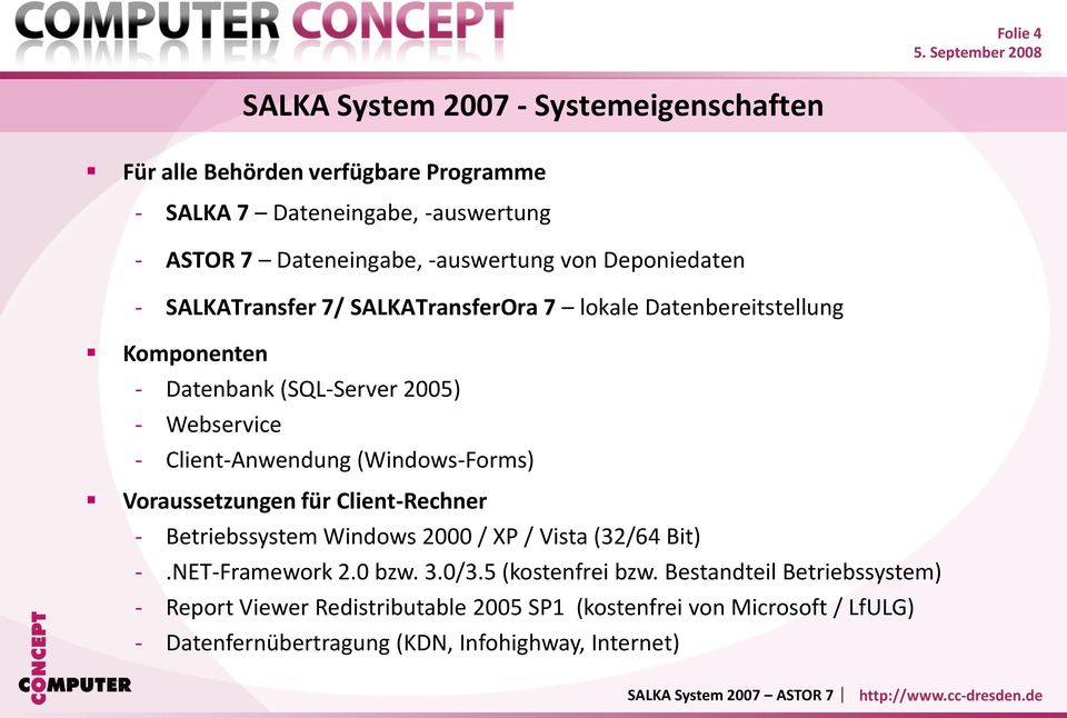 Client-Anwendung (Windows-Forms) Voraussetzungen für Client-Rechner - Betriebssystem Windows 2000 / XP / Vista (32/64 Bit) -.NET-Framework 2.0 bzw. 3.0/3.