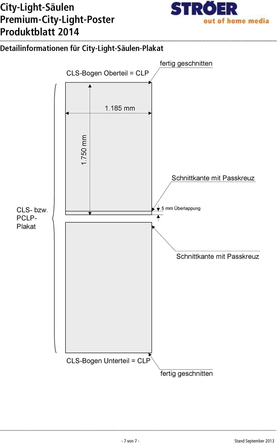 185 mm Schnittkante mit Passkreuz CLS- bzw.