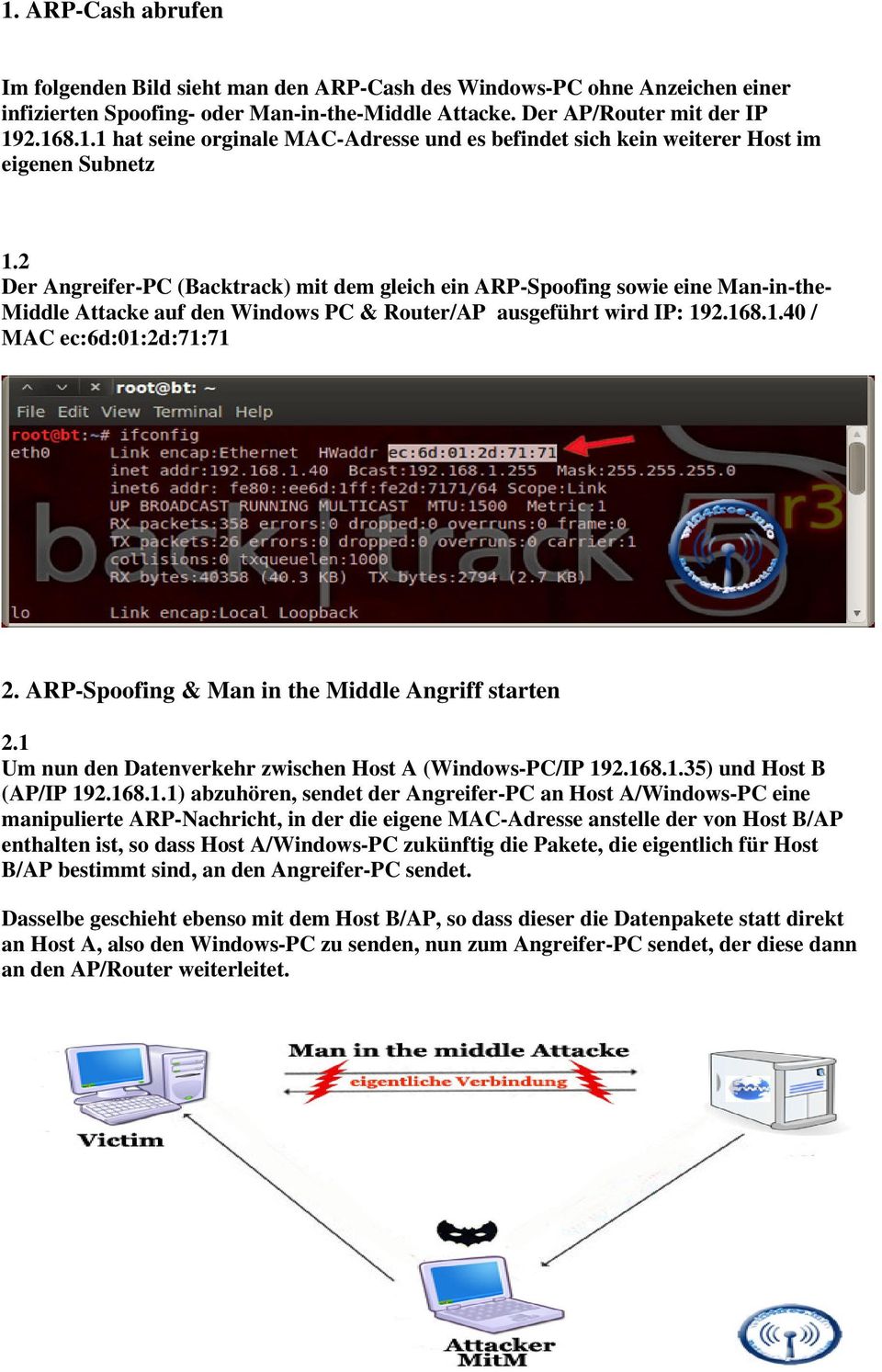 ARP-Spoofing & Man in the Middle Angriff starten 2.1 