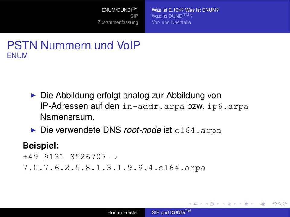 Abbildung von IP-Adressen auf den in-addr.arpa bzw. ip6.arpa Namensraum.