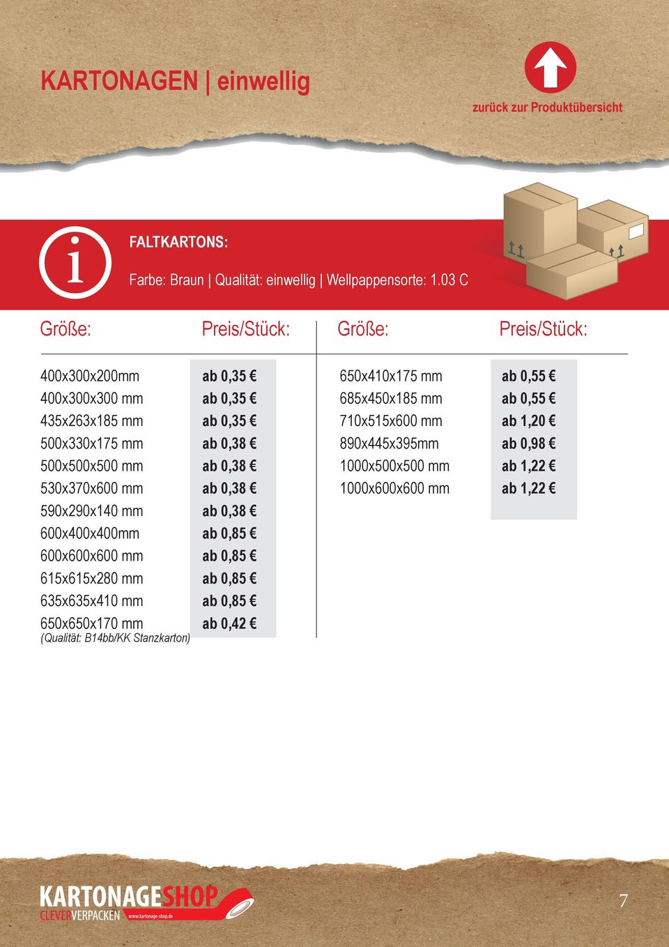 Faltkartons Versand Falt Kartons Verpackungen Kisten Braun 190x150x140 mm KK-20 
