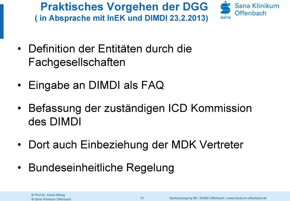 Eingabe an DIMDI als FAQ Befassung der zuständigen ICD Kommission