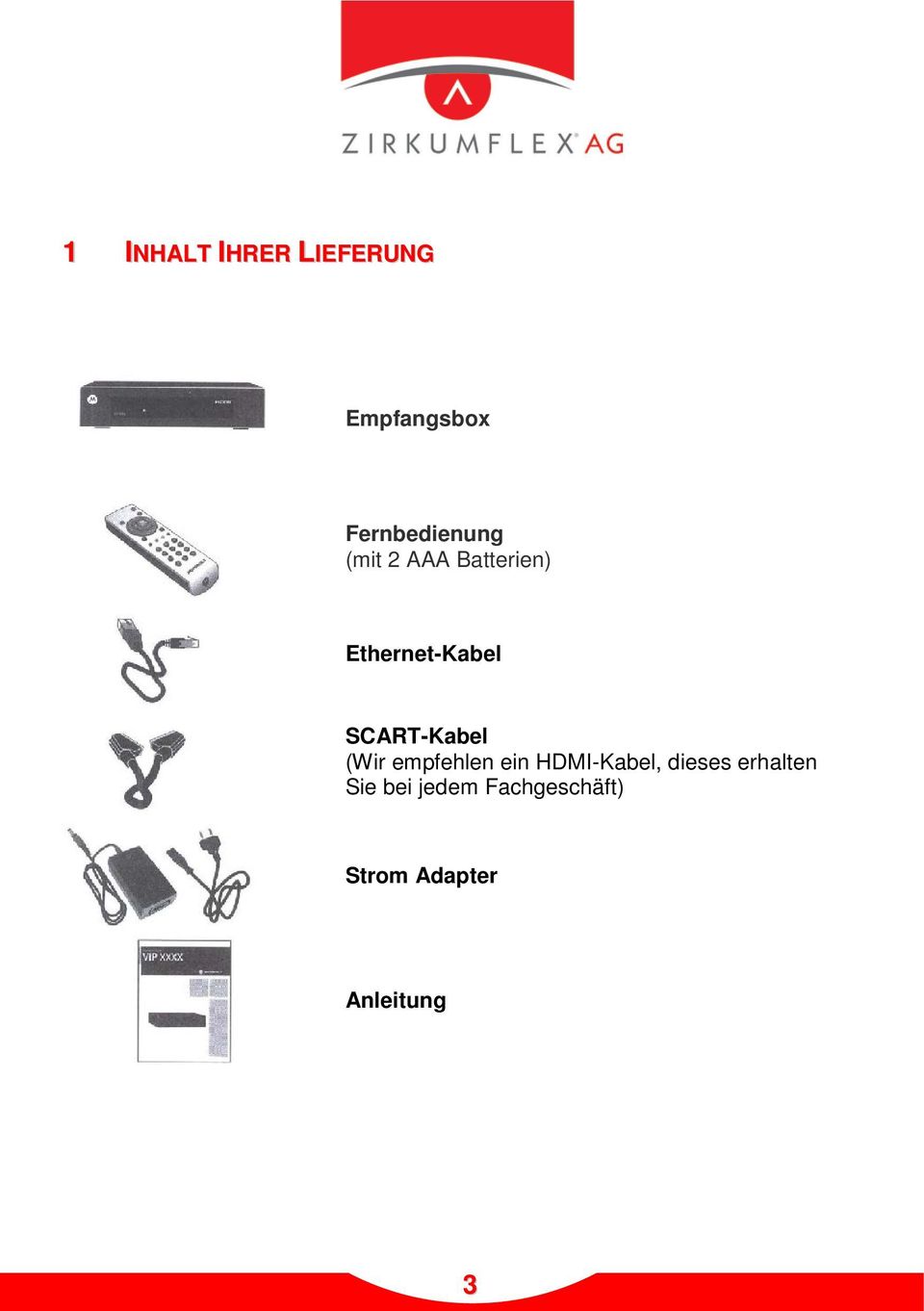 Ethernet-Kabel SCART-Kabel (Wir empfehlen ein