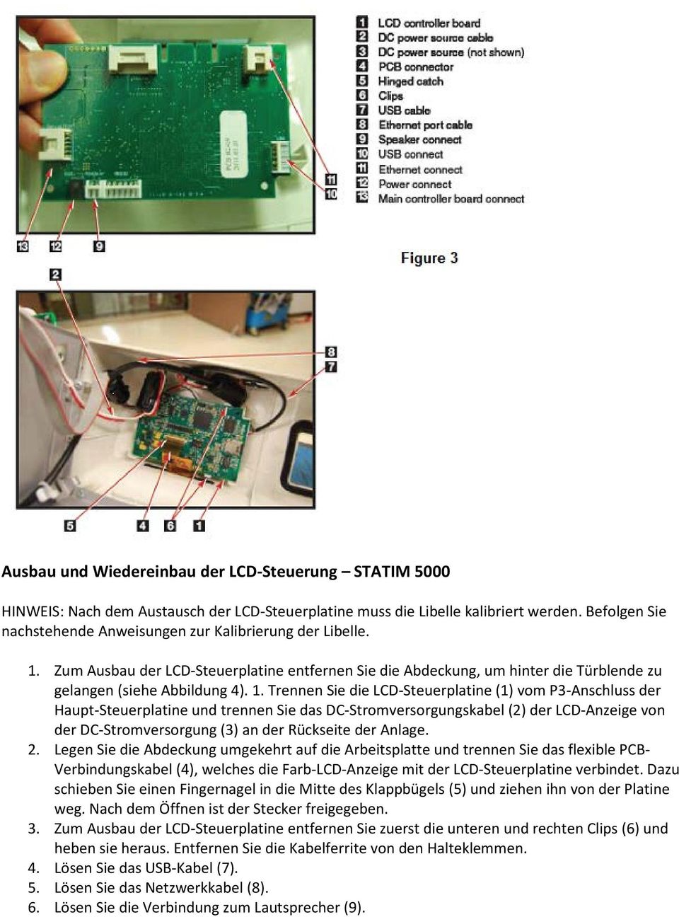 Zum Ausbau der LCD-Steuerplatine entfernen Sie die Abdeckung, um hinter die Türblende zu gelangen (siehe Abbildung 4). 1.