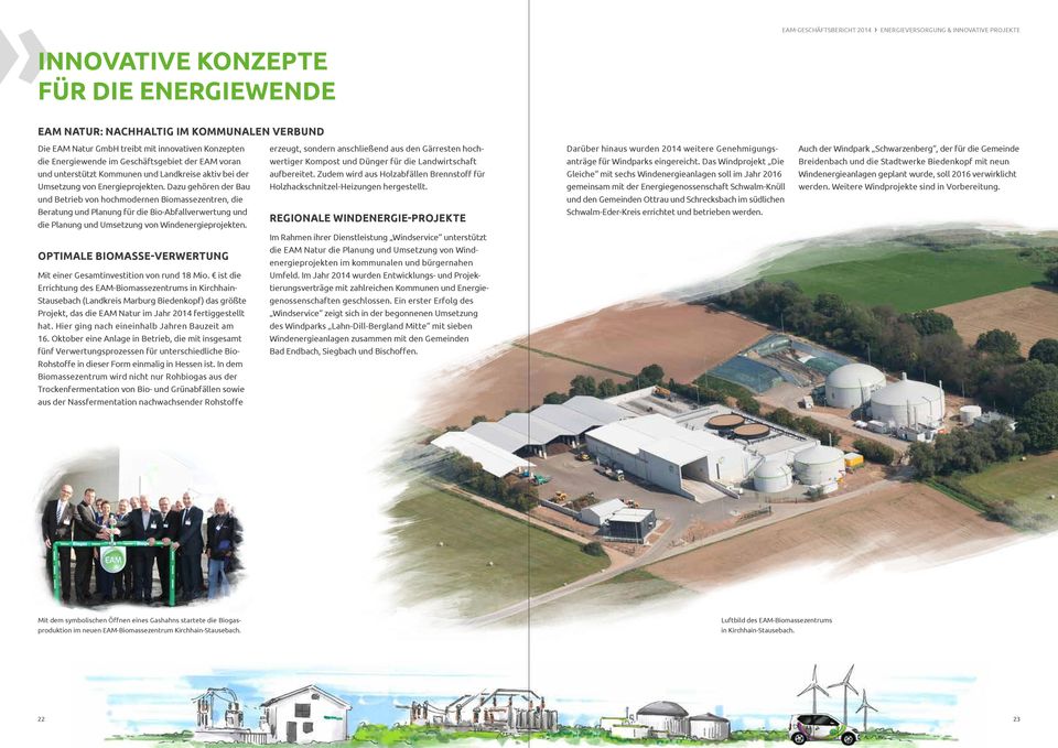 Geschäftsgebiet der EAM voran wertiger Kompost und Dünger für die Landwirtschaft anträge für Windparks eingereicht.