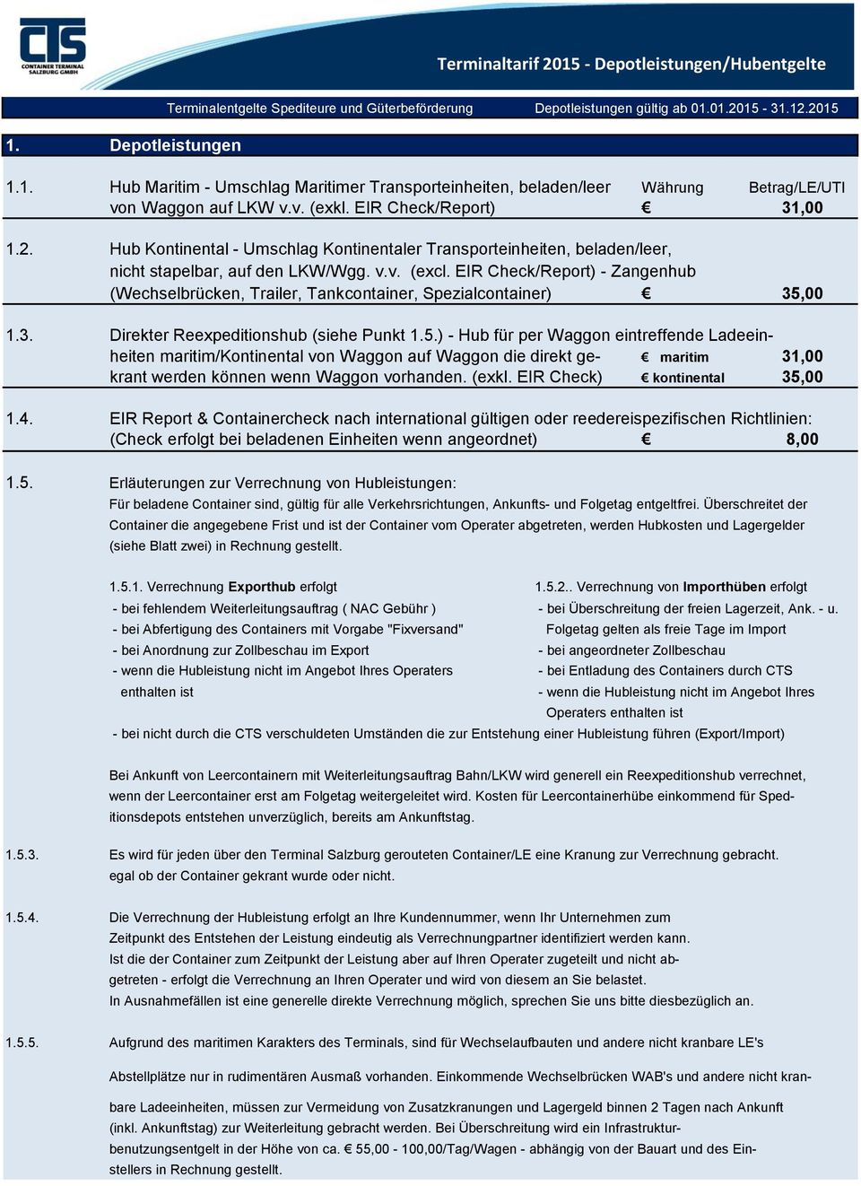 EIR Check/Report) - Zangenhub (Wechselbrücken, Trailer, Tankcontainer, Spezialcontainer) 35,